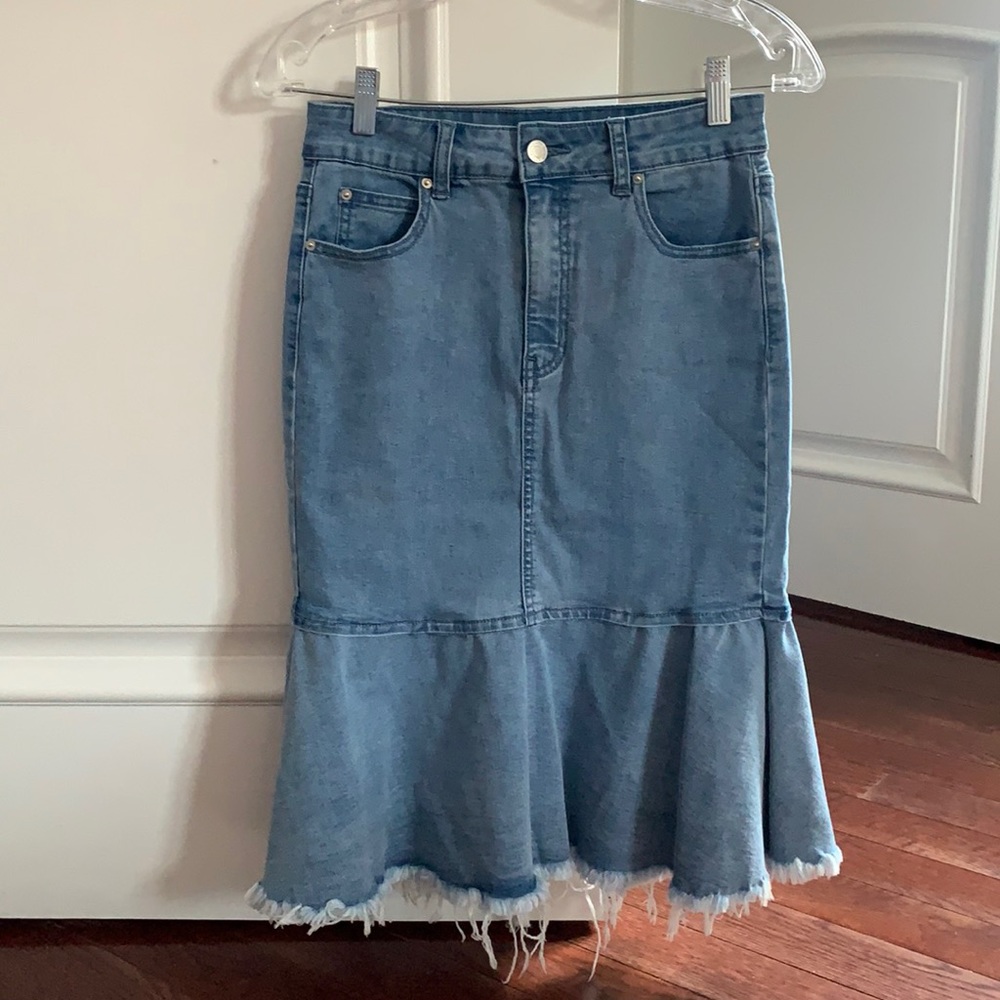 Denim midi skirt